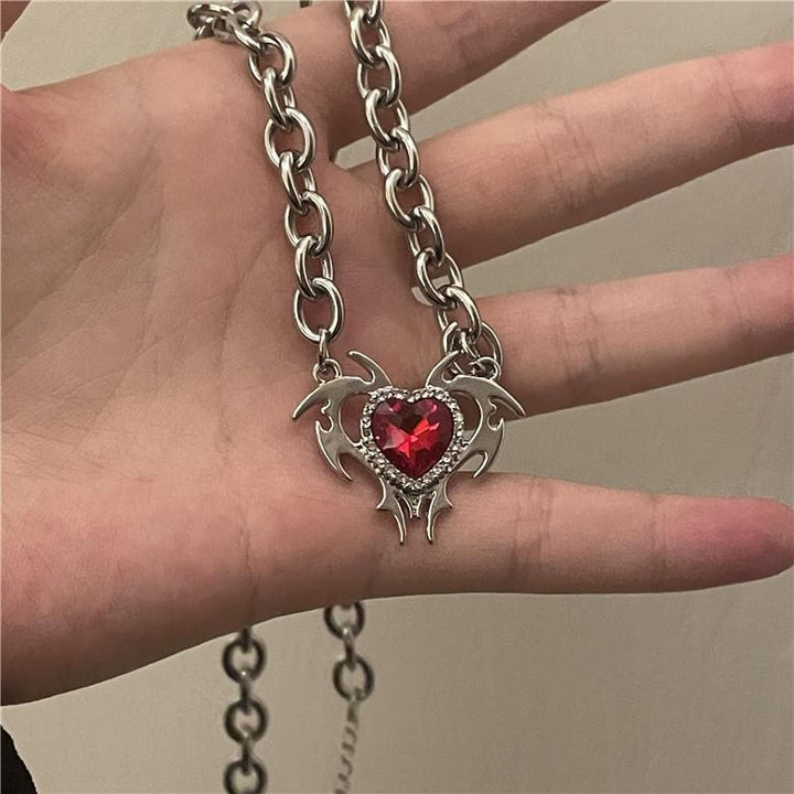 Heart decor metal chain necklace  | Festival Outfits Women