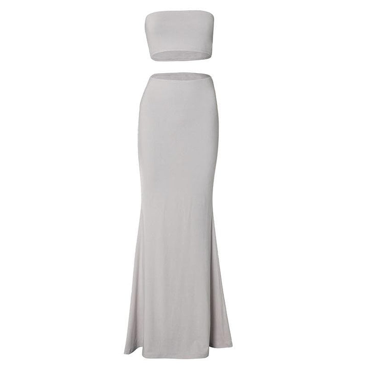 Backless solid tube maxi skirt set  | Festival Outfits Women