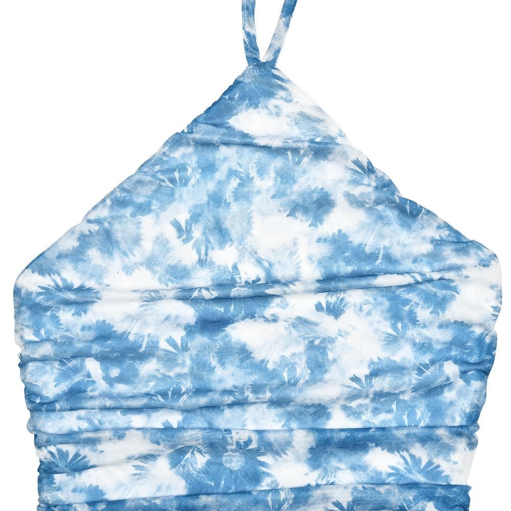 Halter ruffle tie dye irregular backless mini dress  | Festival Outfits Women