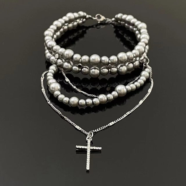 Beaded layered cross choker necklace  | Festival Outfits Women