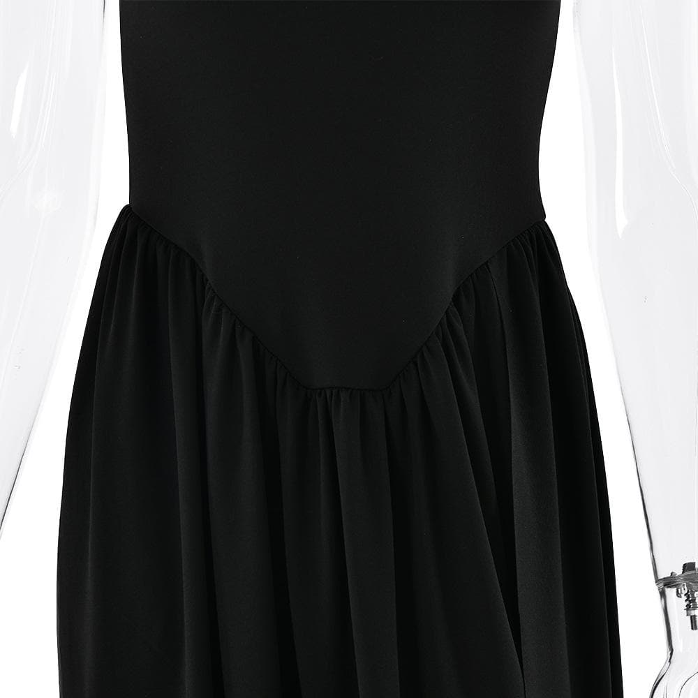 U neck ruched solid backless cami maxi dress  | Festival Outfits Women