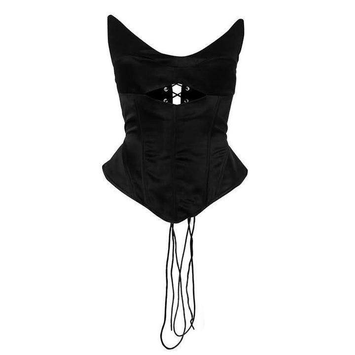 V neck corset lace up hollow out cut out top  | Festival Outfits Women