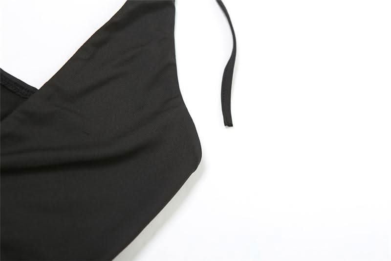Halter v neck hollow out 2 piece cami bodysuit-final-sale