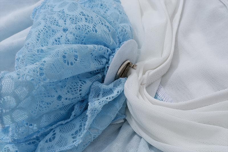 Irregular ruffle rose applique lace A line mini skirt  | Festival Outfits Women