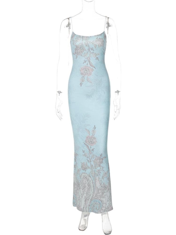 Flower print spaghetti strap cami maxi dress  | Festival Outfits Women