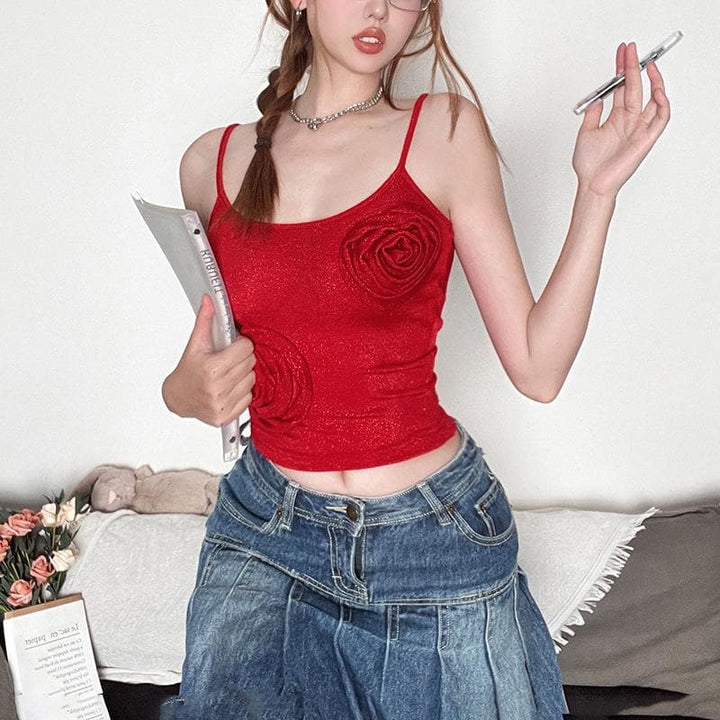 Kayan ado na fure na u neck glitter cami top | Kayan bikin mata