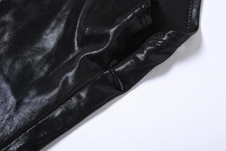 Irregular one shoulder metallic solid zip-up romper-final-sale  | Festival Outfits Women