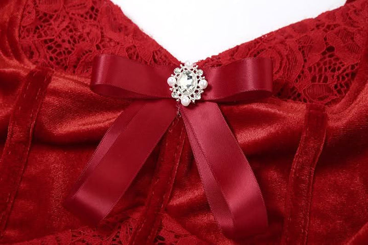 Gloves bowknot lace velvet patchwork cami top  | Festival Outfits Women