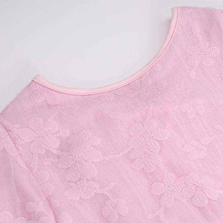 Crewneck long sleeve lace up flower pattern maxi dress-final-sale  | Festival Outfits Women