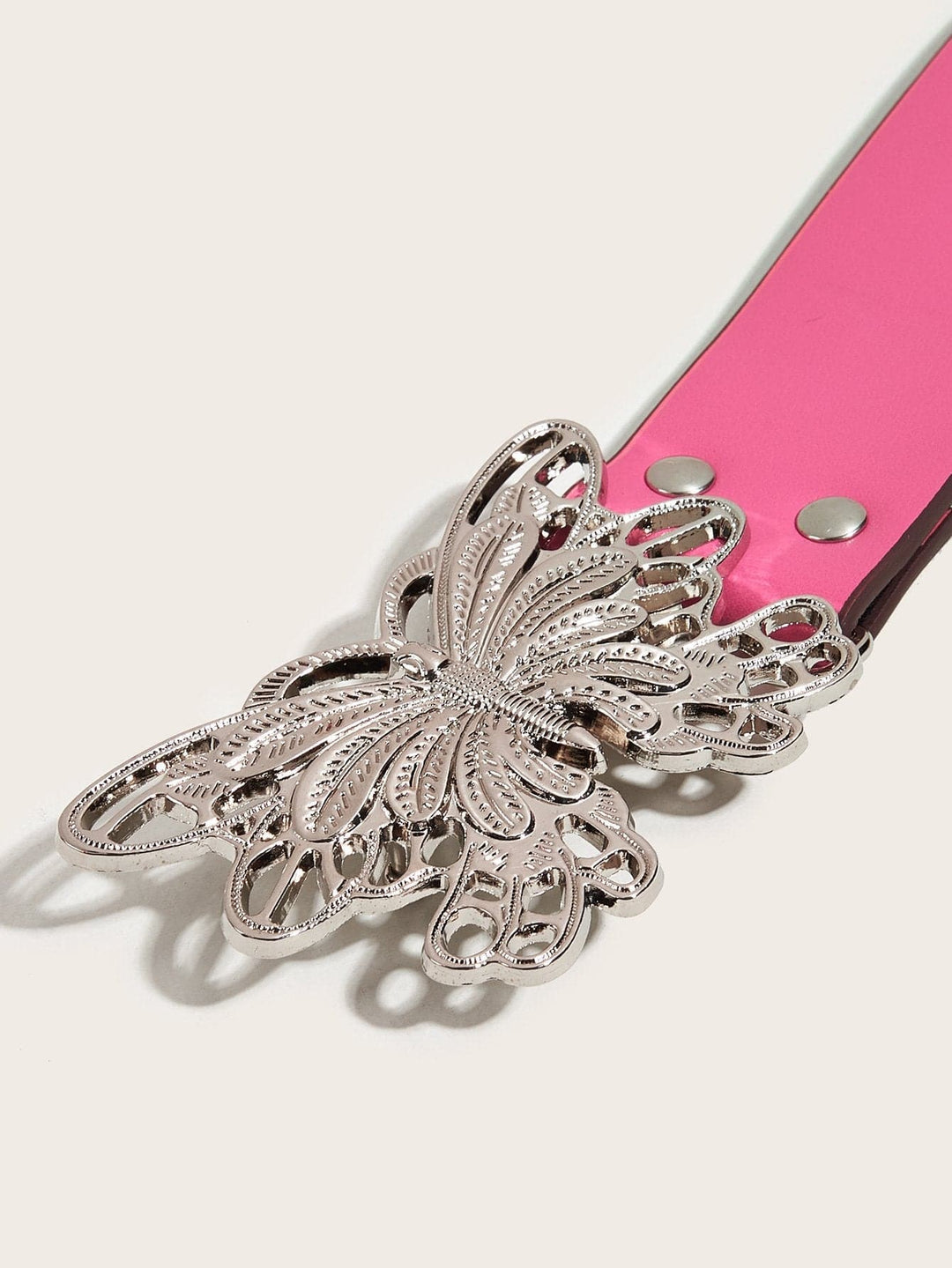 Silver butterfly hollow out beaded PU leather belt  | Festival Outfits Women