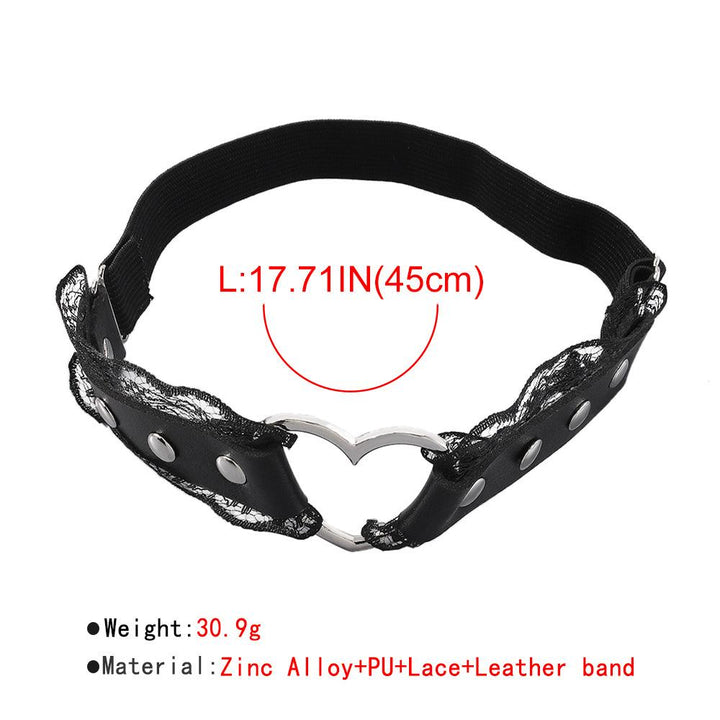 Heart decor PU leather lace hem thigh chain  | Festival Outfits Women
