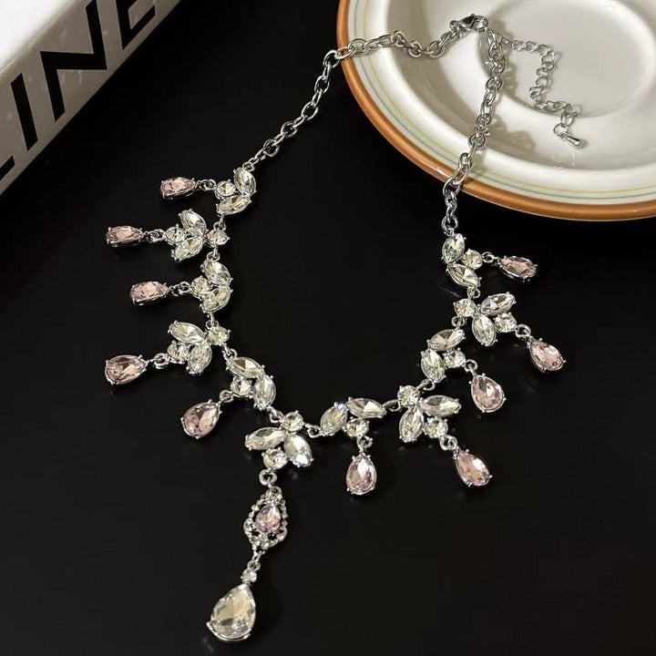 Pink rhinestone pendant choker necklace  | Festival Outfits Women