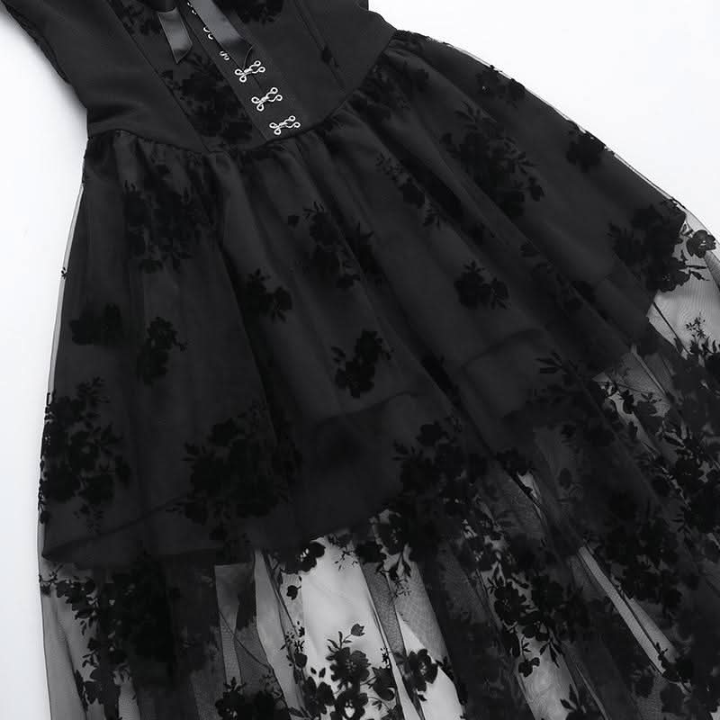 Ruffle smocked button ribbon flower print midi dress  | Festival Outfits Women