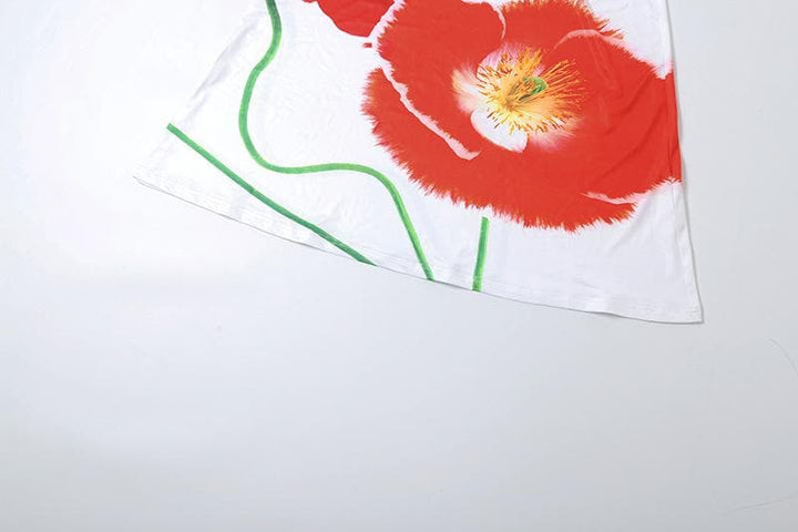 Rigar maxi mara hannu ta u-neck cami ba tare da bugawar fure ba | Kayan Biki na Mata