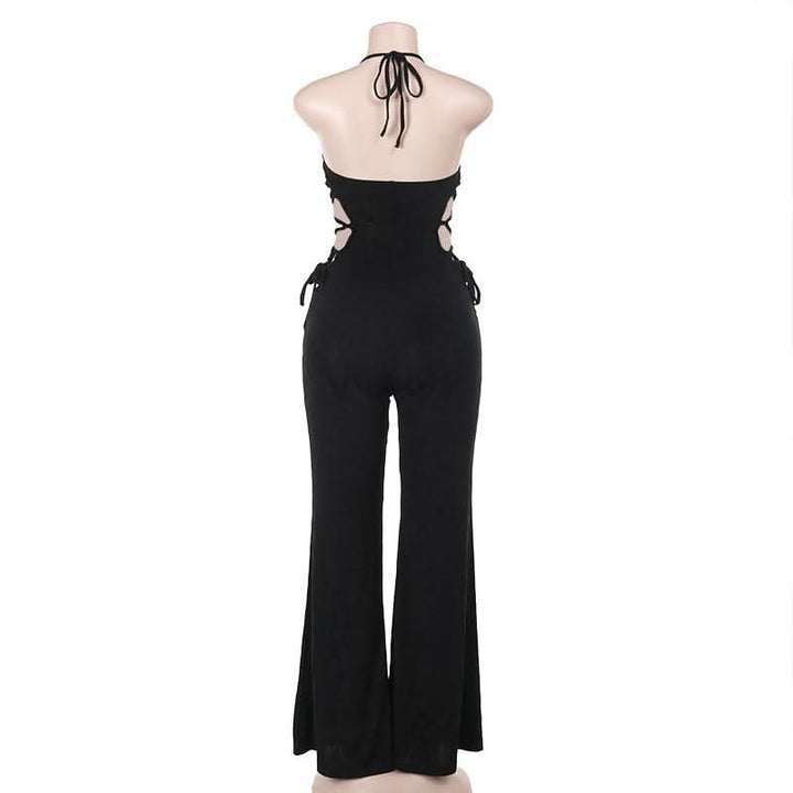 Halter hollow out self tie jumpsuit  | Festival Outfits Women