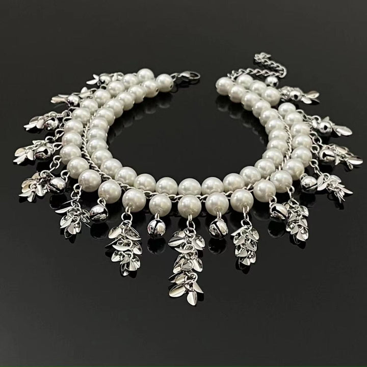 Glitter pendant faux pearl layered choker necklace  | Festival Outfits Women