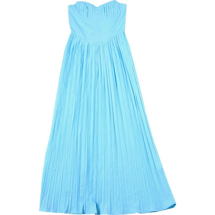 Sweetheart neck backless ruched solid maxi dress  | Festival Outfits Women