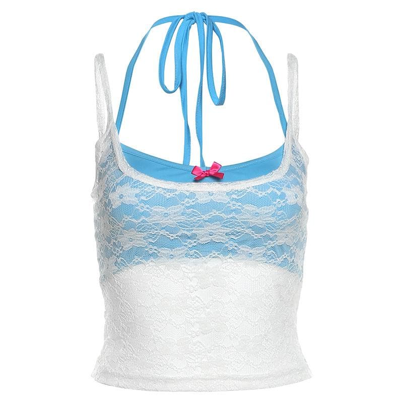 Halter lace bowknot 2 piece top  | Festival Outfits Women