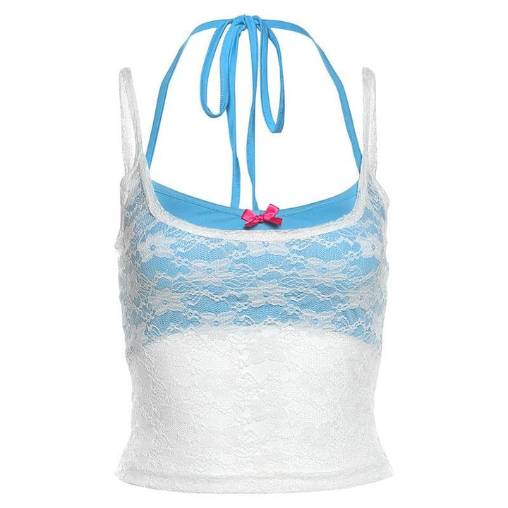 Halter lace bowknot 2 piece top  | Festival Outfits Women