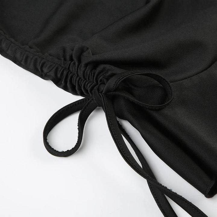 Ruched drawstring A line solid mini skirt  | Festival Outfits Women