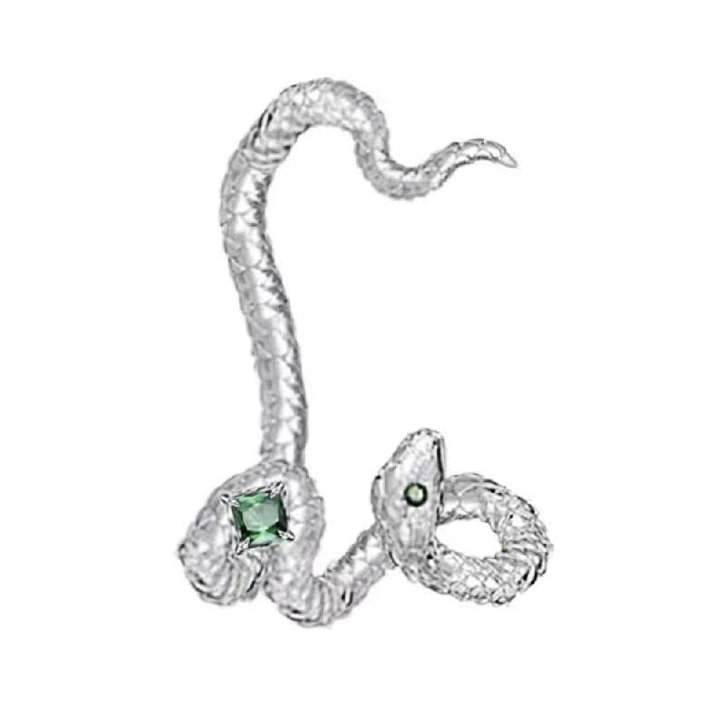 Green rhinestone snake shaped earring  | Festival Outfits Women
