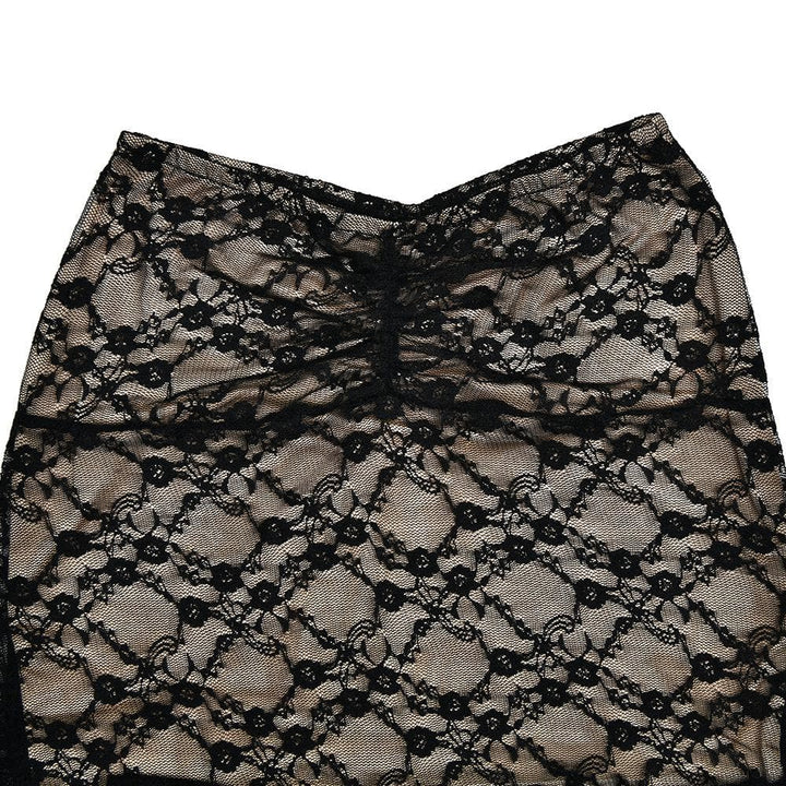 Cap sleeve lace ruffle ruched midi skirt set- Final Sale  | Festival Outfits Women