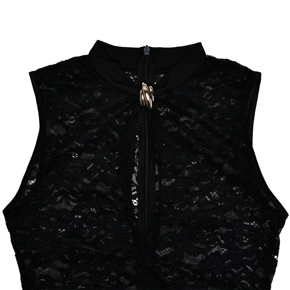 Lace ruched see through hollow out high slit cut out maxi dress  | Festival Outfits Women