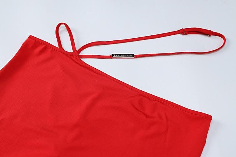 Hollow out metal tag halter self tie backless slit maxi skirt set-final-sale  | Festival Outfits Women