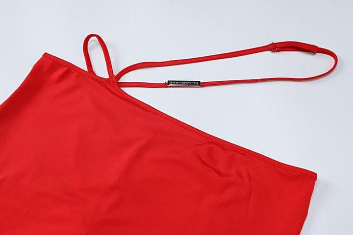 Hollow out metal tag halter self tie backless slit maxi skirt set-final-sale  | Festival Outfits Women