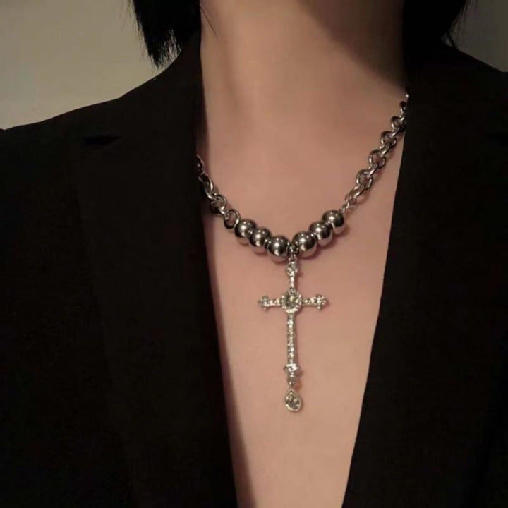 Faux pearl cross pendant necklace  | Festival Outfits Women