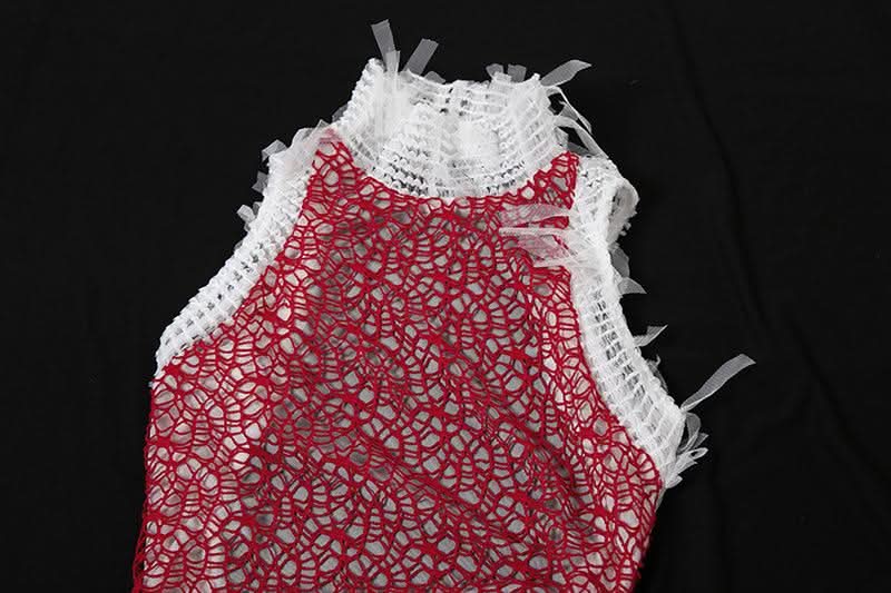 High neck patchwork tassels backless maxi dress  | Festival Outfits Women