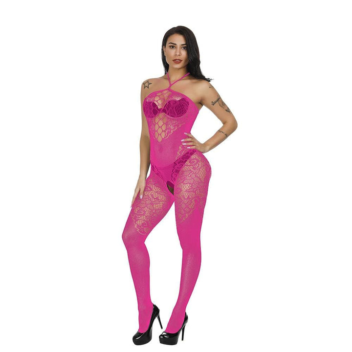 Halter patchwork lace backless bodystocking  | Festival Outfits Women
