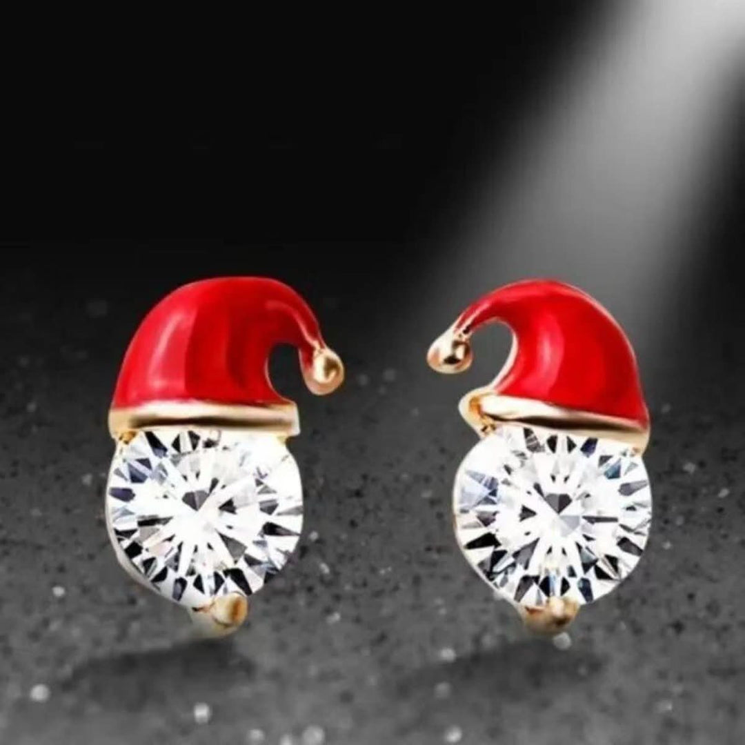 Rhinestone santa hat decor stud earrings  | Festival Outfits Women