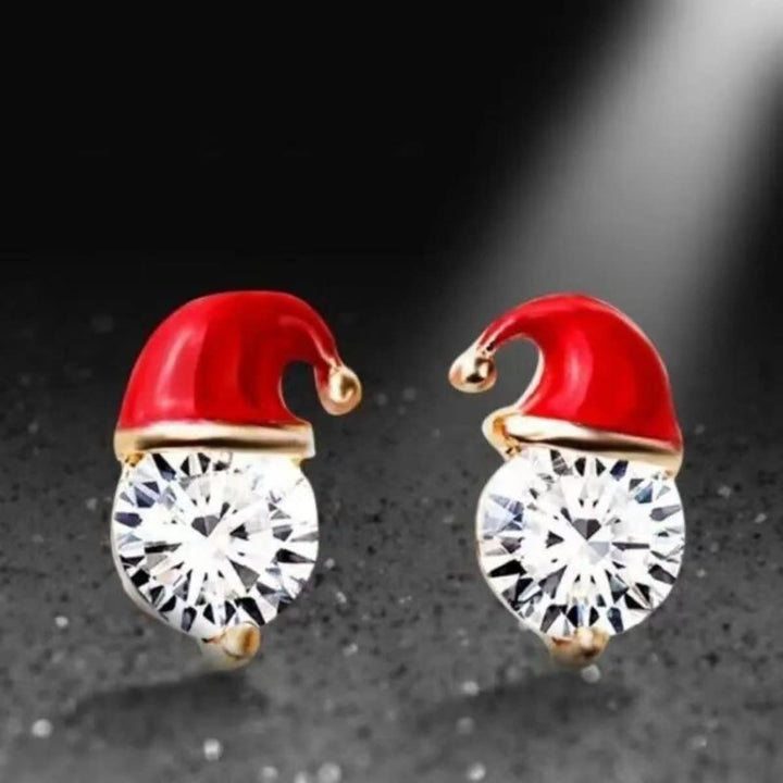 Rhinestone santa hat decor stud earrings  | Festival Outfits Women
