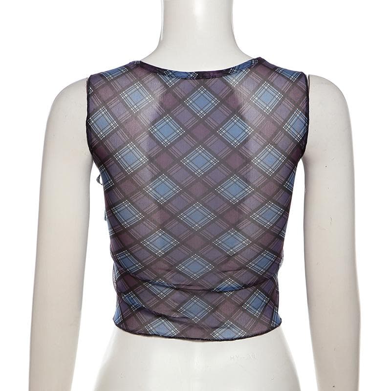 V neck plaid print bowknot crop top  | Festival Outfits Women