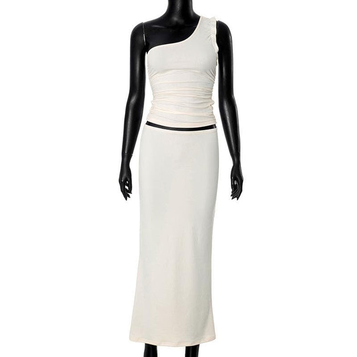 One shoulder ruffle irregular maxi skirt set  | Festival Outfits Women