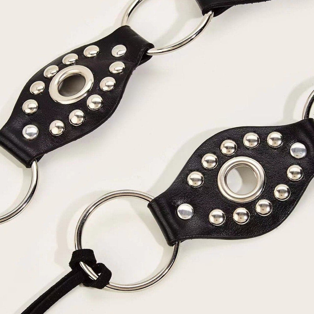 PU leather o ring rivet knotted belt  | Festival Outfits Women