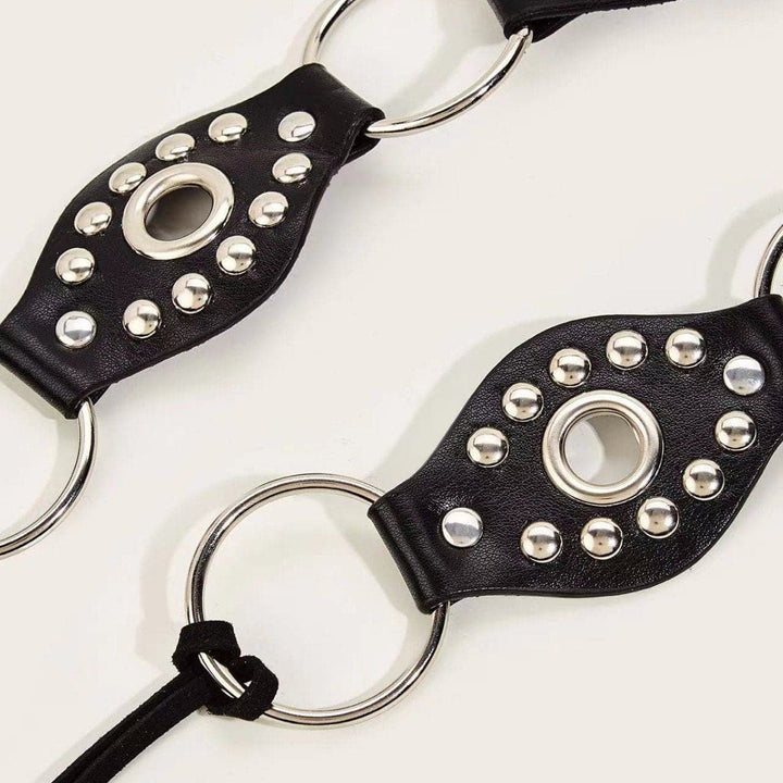 PU leather o ring rivet knotted belt  | Festival Outfits Women