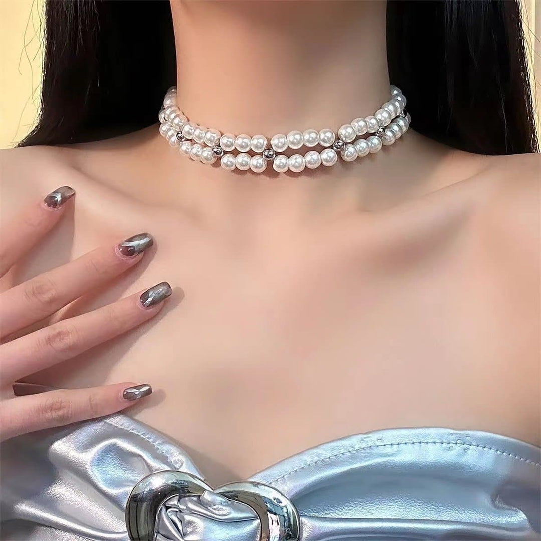 Faux pearl cross rose 3 pcs necklace  | Festival Outfits Women