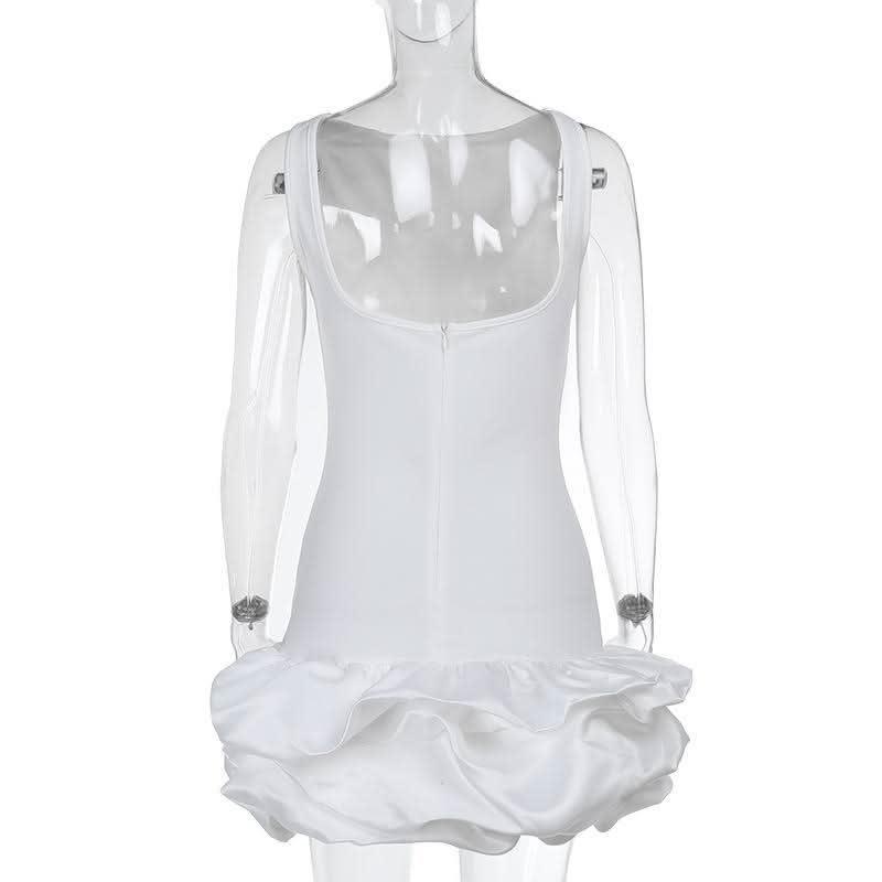 Zip-up ruched solid backless mini dress  | Festival Outfits Women