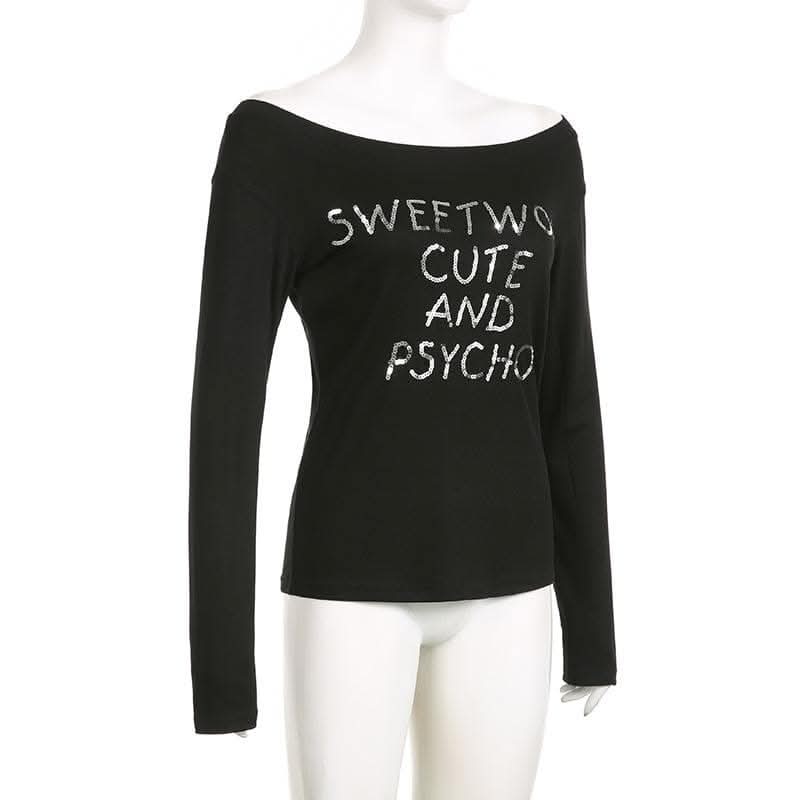 Long sleeve glitter off shoulder solid top-final-sale  | Festival Outfits Women