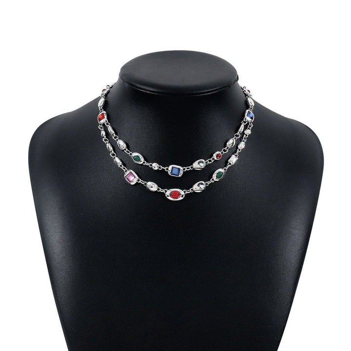 Multicolor rhinestone layered choker necklace  | Festival Outfits Women