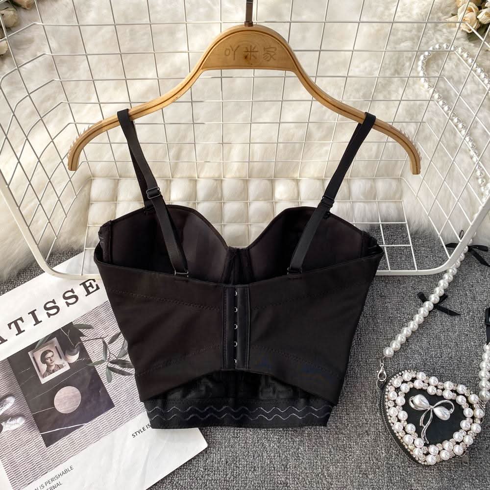 Button beaded v neck padded cami top  | Festival Outfits Women