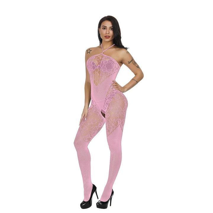 Halter patchwork lace backless bodystocking  | Festival Outfits Women