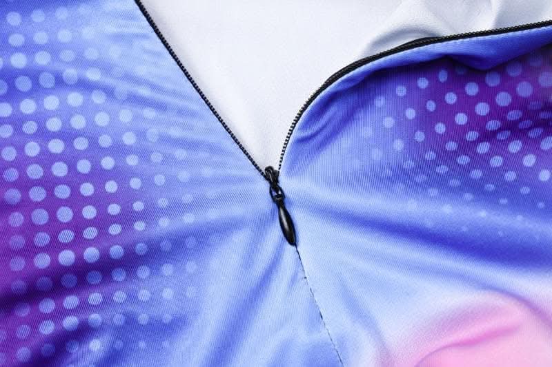 Zip-up long sleeve contrast polka dot thermal print high neck jumpsuit - Final Sale-final-sale  | Festival Outfits Women