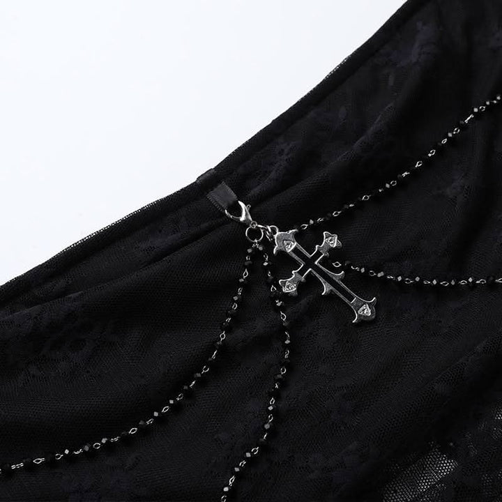 Lace cross applique irregular tube mini dress  | Festival Outfits Women