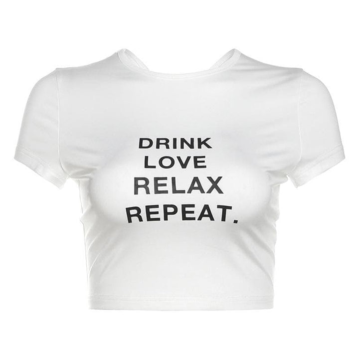 Short sleeve crewneck ruched letter print crop top  | Festival Outfits Women