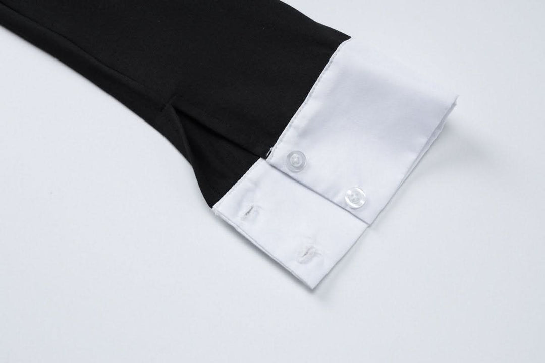 Turnover collar long sleeve zip-up button bodysuit  | Festival Outfits Women-final-sale