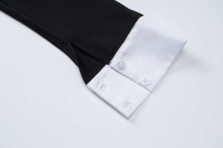 Turnover collar long sleeve zip-up button bodysuit  | Festival Outfits Women-final-sale