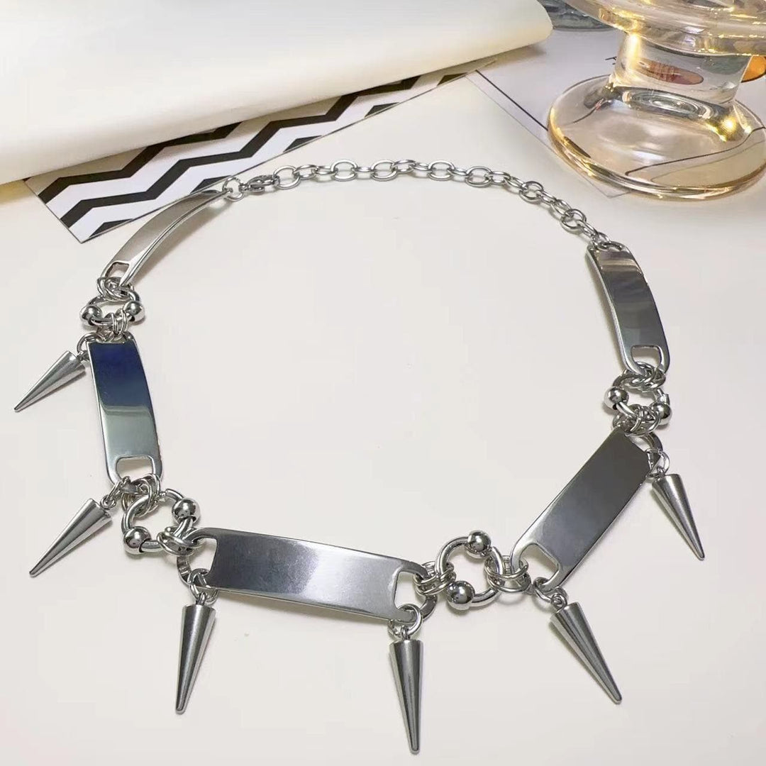 Silver rivet patchwork choker necklace  | Festival Outfits Women